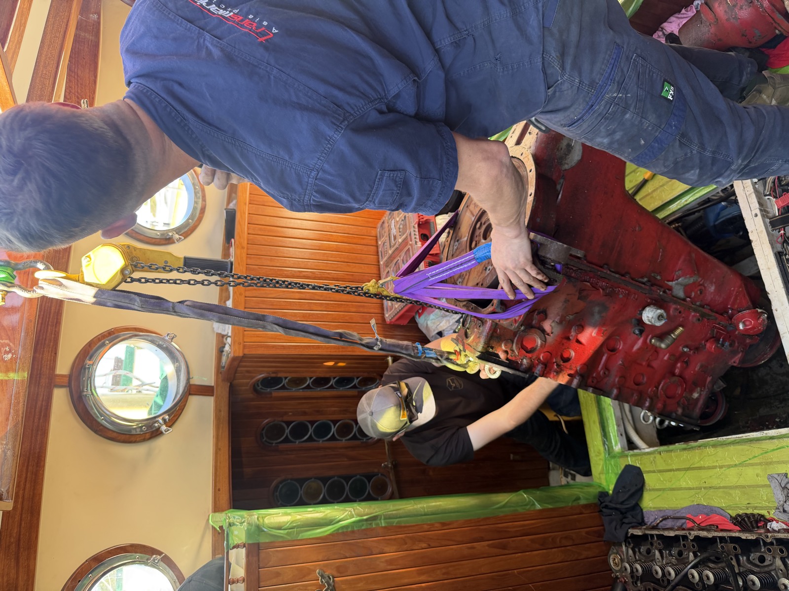Engine replacement on a timber sailing vessel