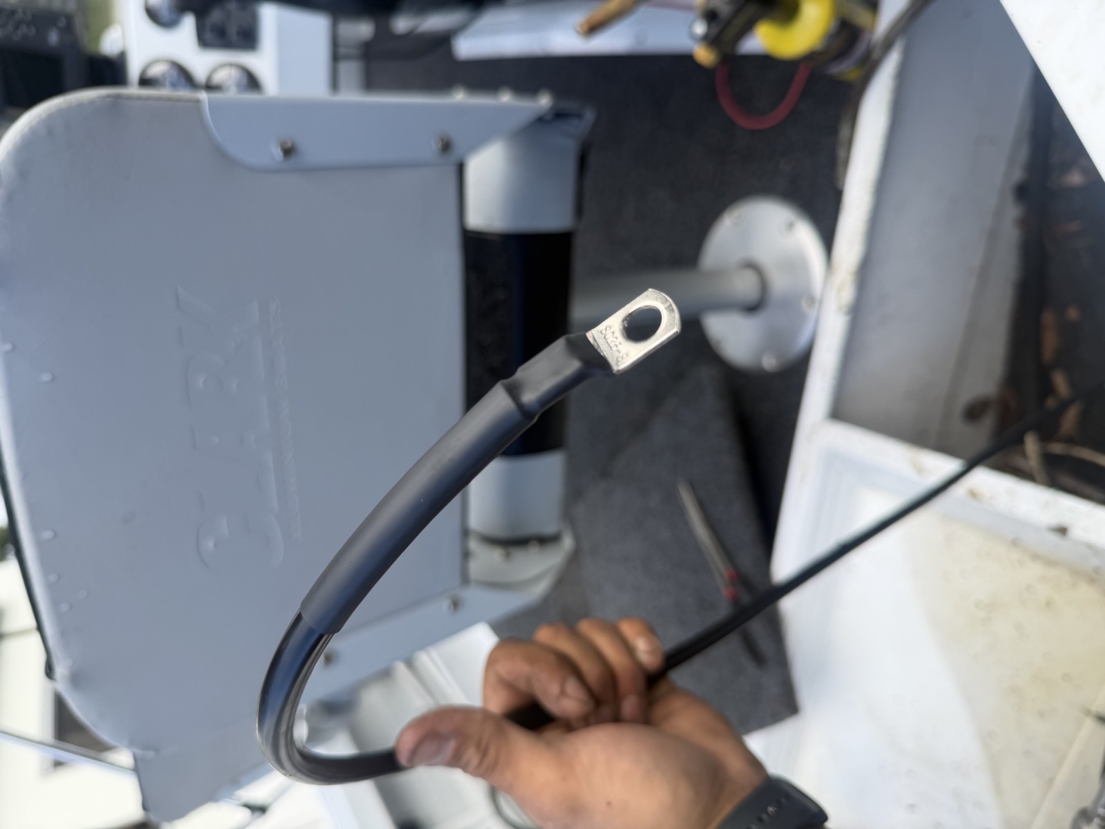Replacement heavy-gauge battery cable with a new crimped and heat-shrunk lug