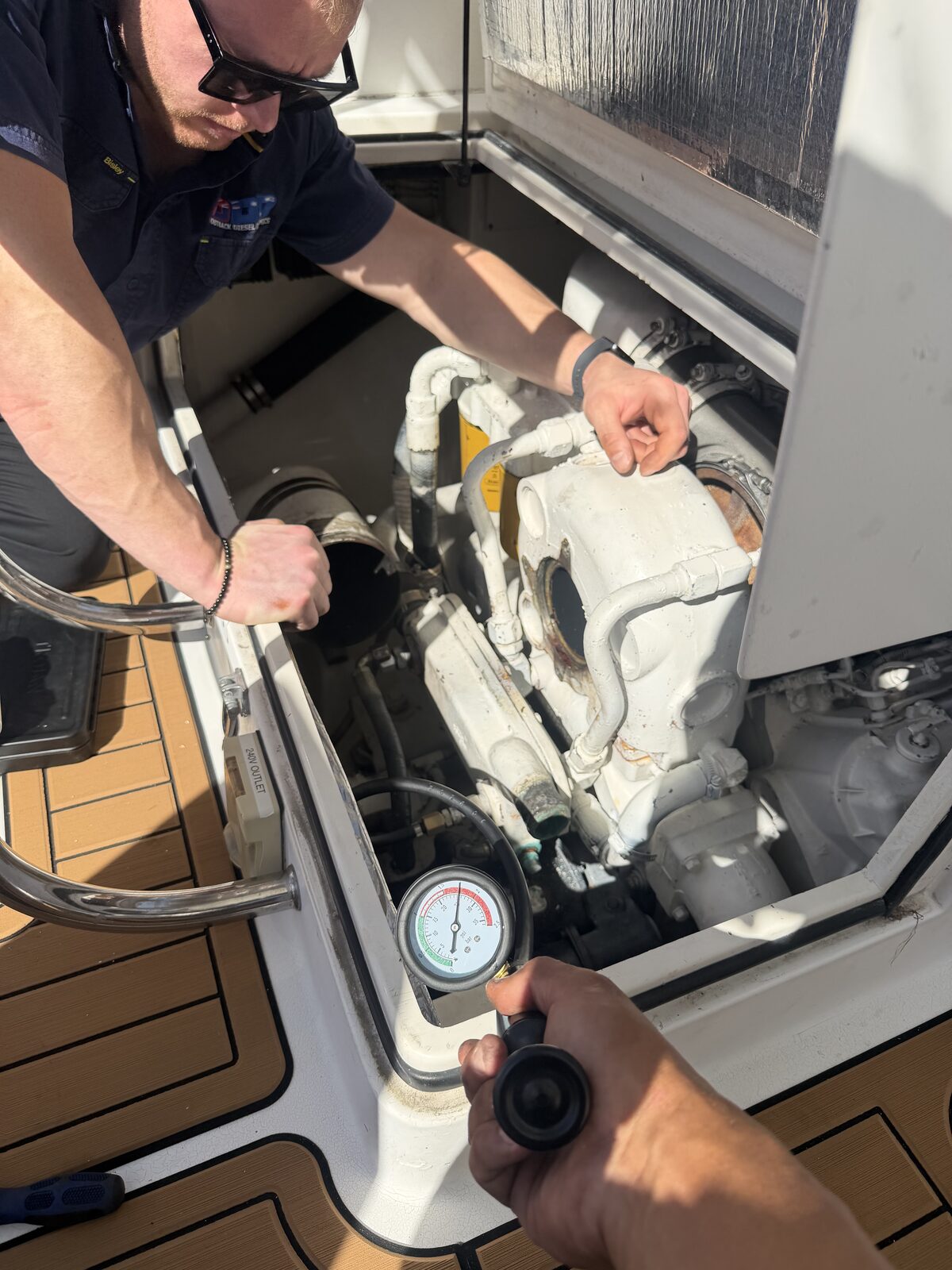On-board engine pressure testing